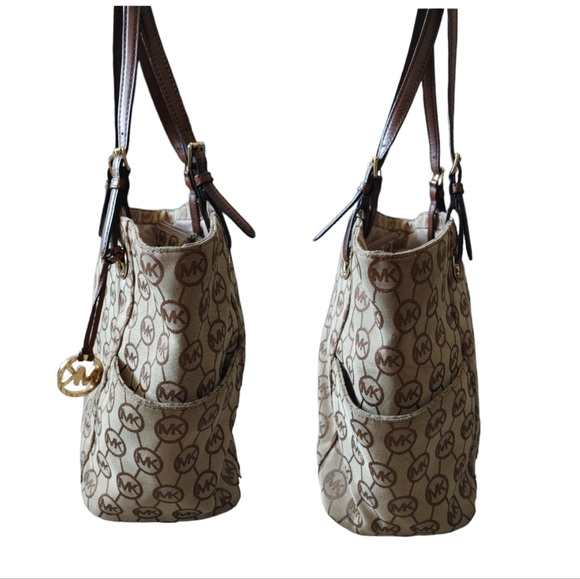 Michael Michael Kors Monogram Canvas with Leather Shoulder Tote Bag - Picture 7 of 16